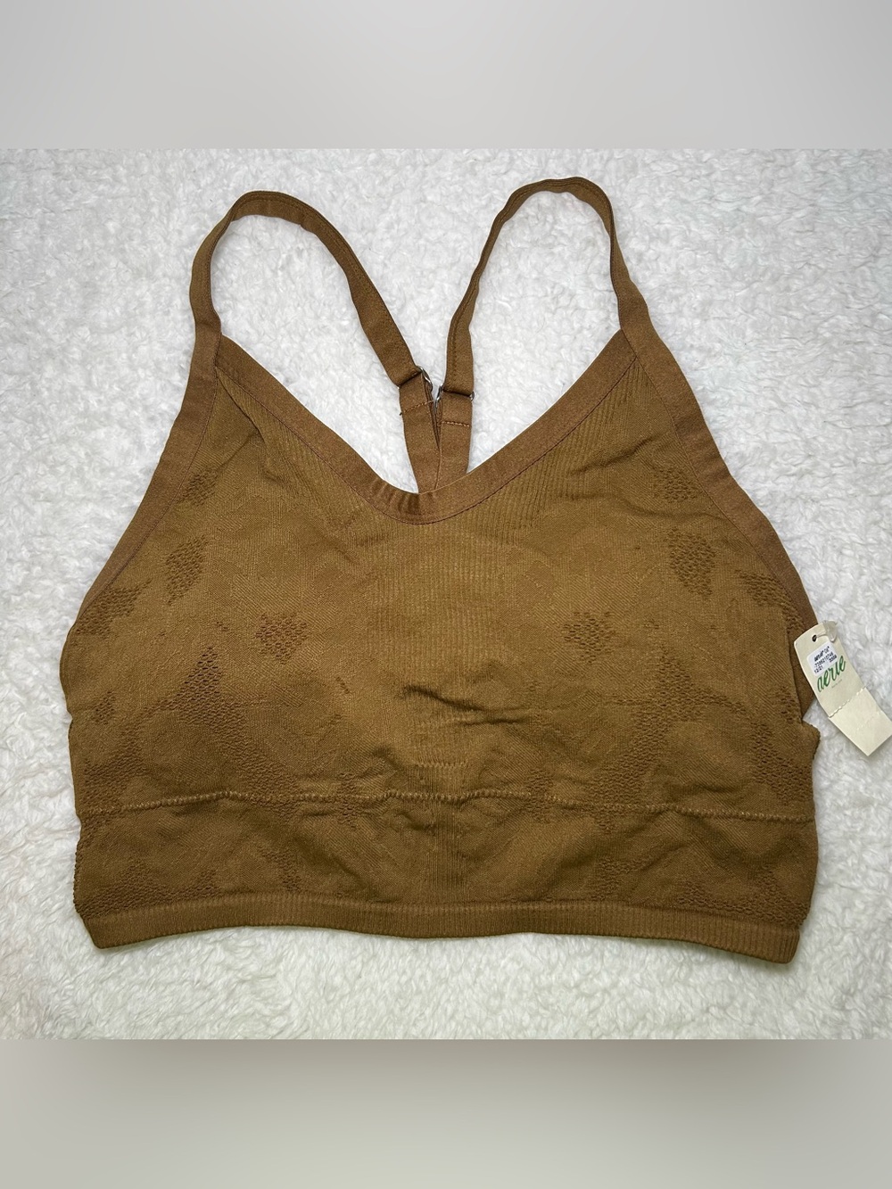 Aerie Seamless Jacquard Padded Longline Bralette XL New